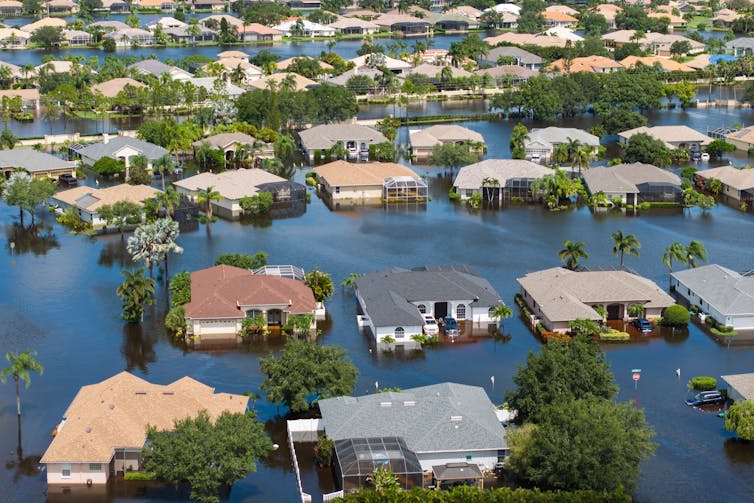 flooded houses, climate change.